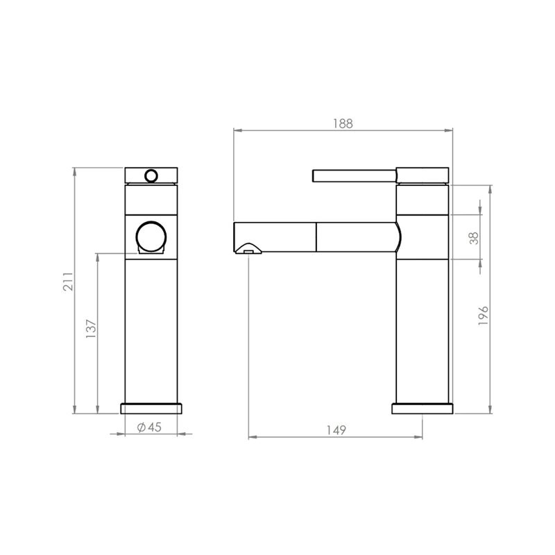 MONOMANDO LLAVE GRIFO PARA LAVAMANOS MODELO BRIENZA MARCA STRETTO - 5