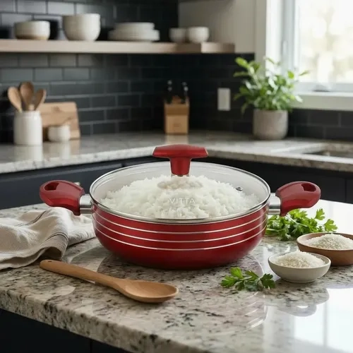 OLLA CACEROLA TIPO ARROCERA 24 CM DE 2.8L LINEA ROSSO MARCA VITTA - 1