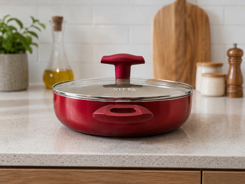 OLLA CACEROLA TIPO ARROCERA 24 CM DE 2.8L LINEA ROSSO MARCA VITTA - 10