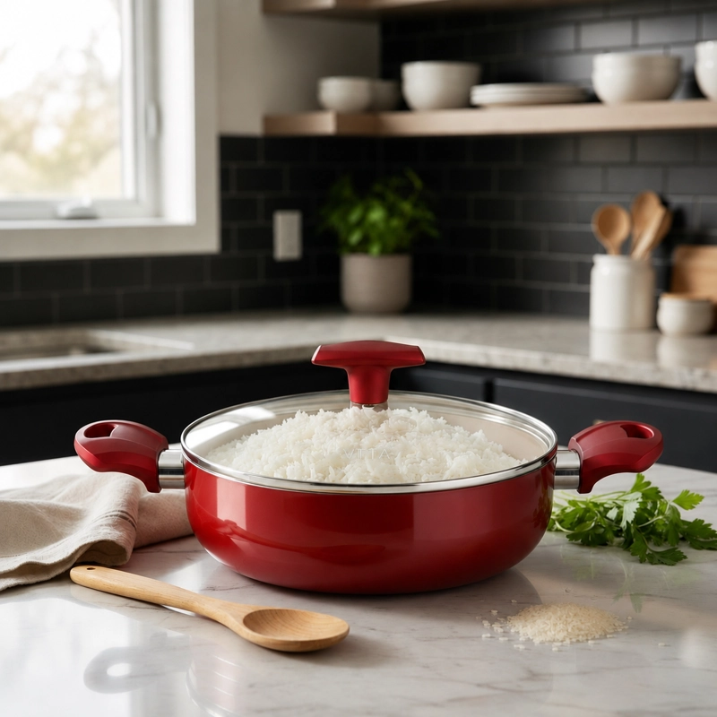 OLLA CACEROLA TIPO ARROCERA 24 CM DE 2.8L LINEA ROSSO MARCA VITTA - 11
