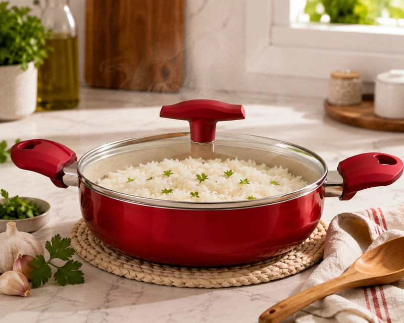 OLLA CACEROLA TIPO ARROCERA 24 CM DE 2.8L LINEA ROSSO MARCA VITTA - 5