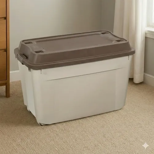 CAJA BAUL 210 LITROS REYPLAST  COLOR BEIGE TAPA CAFE - 3