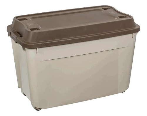 CAJA BAUL 210 LITROS REYPLAST  COLOR BEIGE TAPA CAFE - 4