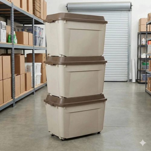 CAJA BAUL 210 LITROS REYPLAST  COLOR BEIGE TAPA CAFE - 10