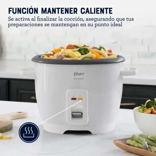 ARROCERA MULTIFUNCIONAL MARCA OSTER 7 TAZAS DE ARROZ DIAMONDFORCE ANTIADHERENTE COLOR BLANCA BLANCO - 6