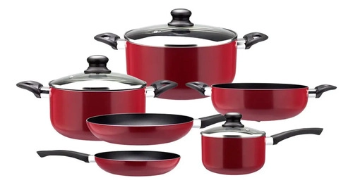 BATERIA DE COCINA SLIDE MARMICOC 9 PIEZAS ROJA - 1