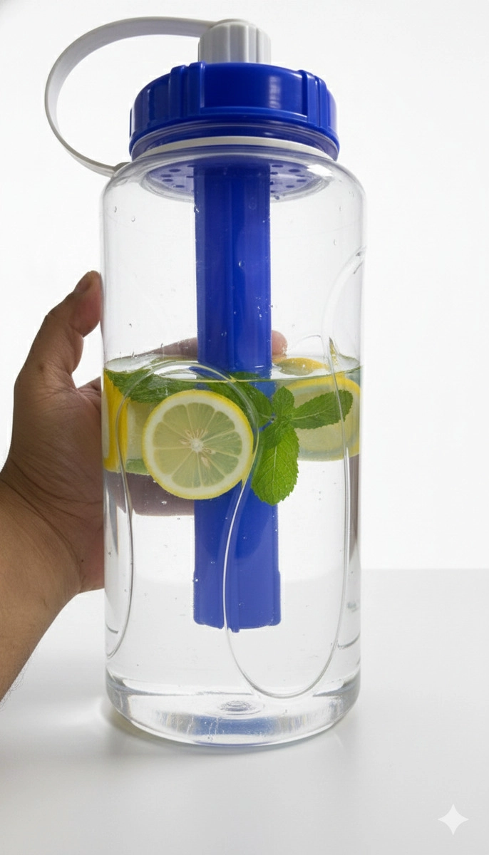 BOTELLA AGUA 2L TE RMICA REYPLAST AZUL CON CILINDRO HIELO Y TAPA - 3