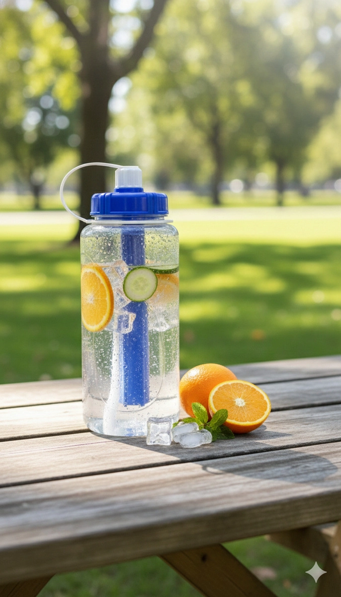 BOTELLA AGUA 2L TE RMICA REYPLAST AZUL CON CILINDRO HIELO Y TAPA - 4