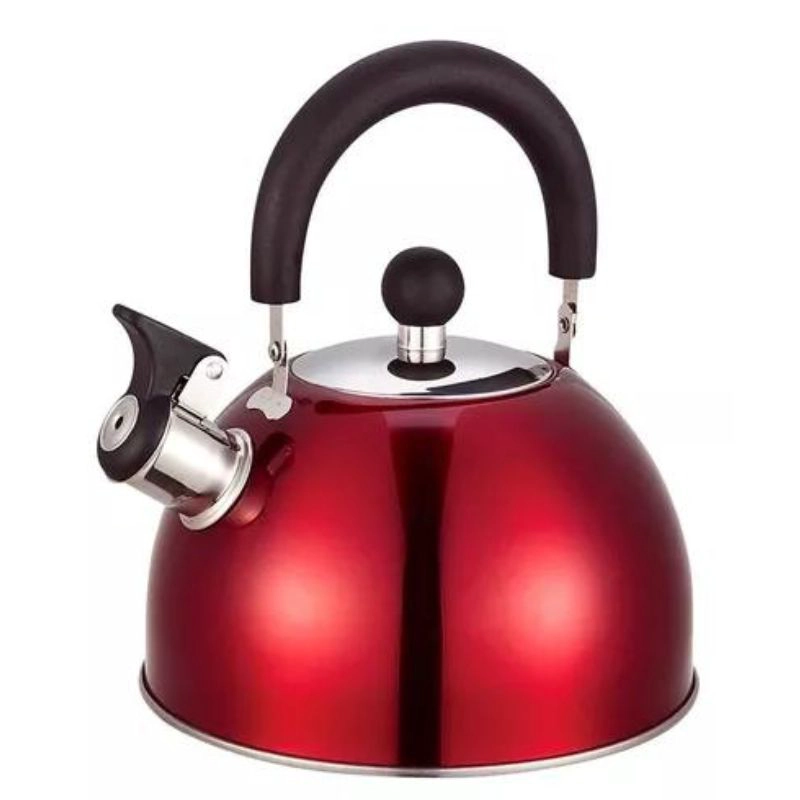 TETERA 2.5 LITROS ACERO INOXIDABLE CON SILBATO COLOR ROJO - 3