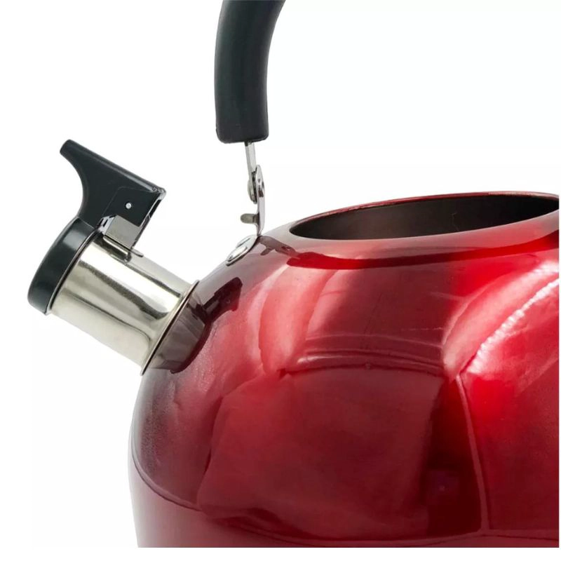 TETERA 2.5 LITROS ACERO INOXIDABLE CON SILBATO COLOR ROJO - 7