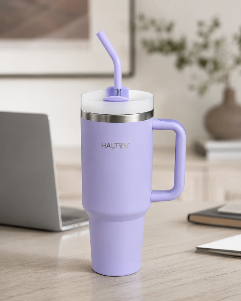 TERMO 1.2 L ACERO INOXIDABLE HALTEN MODELO GRANDE CON TAPA MORADO - 12