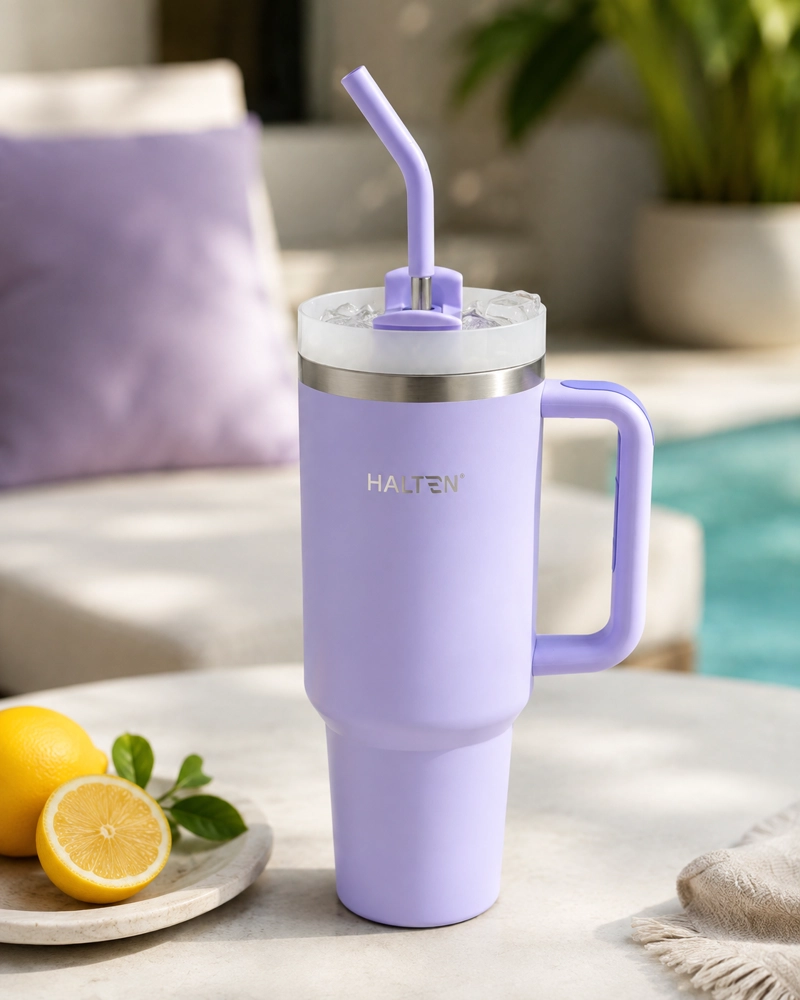 TERMO 1.2 L ACERO INOXIDABLE HALTEN MODELO GRANDE CON TAPA MORADO - 13