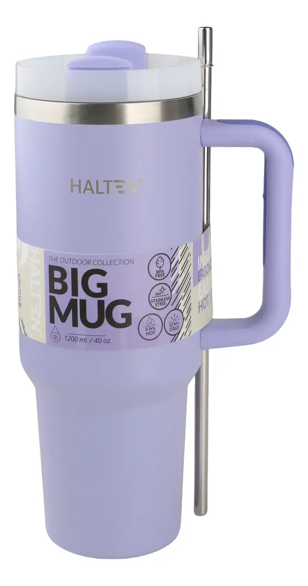 TERMO 1.2 L ACERO INOXIDABLE HALTEN MODELO GRANDE CON TAPA MORADO - 5