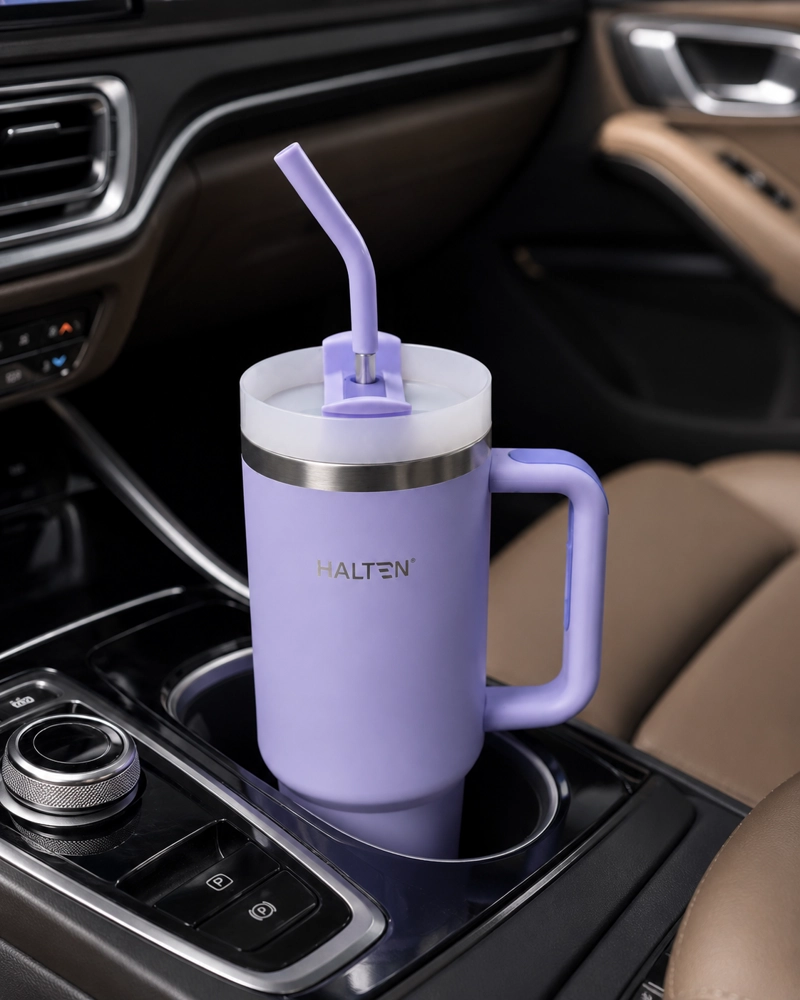 TERMO 1.2 L ACERO INOXIDABLE HALTEN MODELO GRANDE CON TAPA MORADO - 8