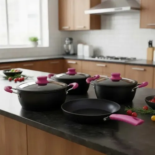 BATERIA DE COCINA 7 PIEZAS VITTA CHERRY ANTIADHERENTE PARA TODO TIPO DE COCINAS - 1