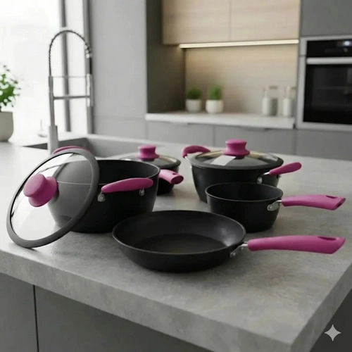 BATERIA DE COCINA 7 PIEZAS VITTA CHERRY ANTIADHERENTE PARA TODO TIPO DE COCINAS - 3