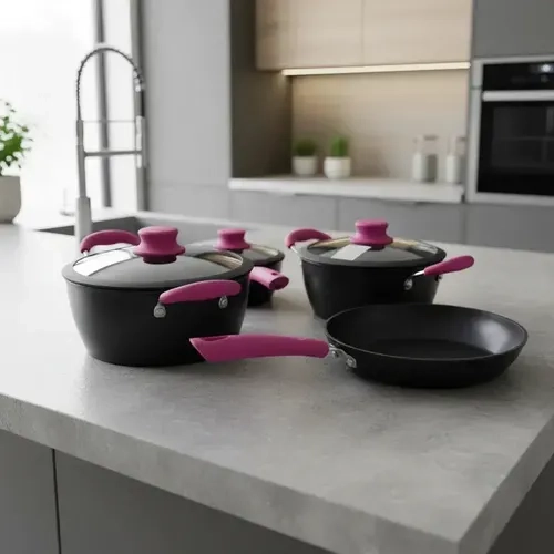 BATERIA DE COCINA 7 PIEZAS VITTA CHERRY ANTIADHERENTE PARA TODO TIPO DE COCINAS - 7