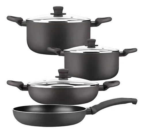 BATERIA DE COCINA ANTIADHERENTE MARMICOC SPRING 7 PIEZAS ALUMINIO NEGRO - 1