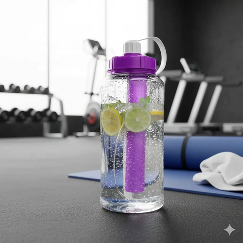 BOTELLA DEPORTIVA MORADO BIO LIFE 2L REYPLAST CON ENFRIADOR DE HIELO - 1