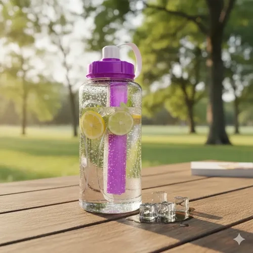 BOTELLA DEPORTIVA MORADO BIO LIFE 2L REYPLAST CON ENFRIADOR DE HIELO - 3