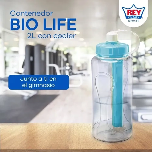 BOTELLA DEPORTIVA MORADO BIO LIFE 2L REYPLAST CON ENFRIADOR DE HIELO - 7