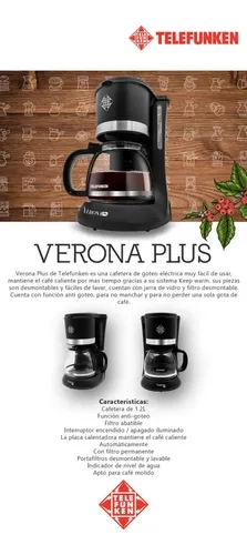 CAFETERA ELECTRICA TELEFUNKEN VERONA PLUS NEGRA 1.2 L - 9