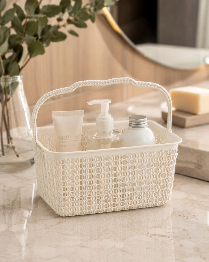 CANASTILLA MULTIUSOS REYPLAST KHIPU BEIGE PLASTICO 3.8L - 4