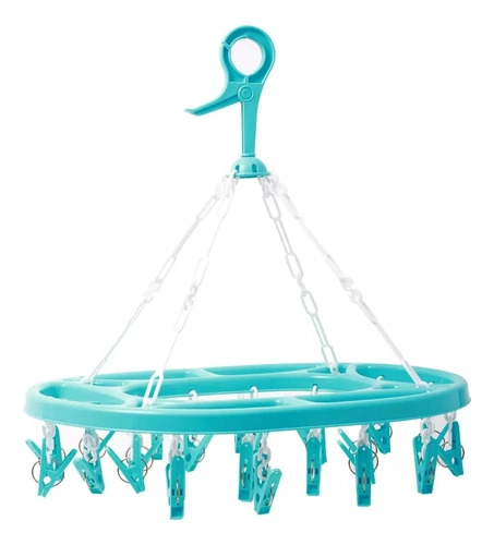 COLGADOR MULTIPLE DE ROPA 24 GANCHOS REYPLAST OVALADO AZUL - 1