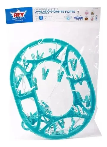 COLGADOR MULTIPLE DE ROPA 24 GANCHOS REYPLAST OVALADO AZUL - 3