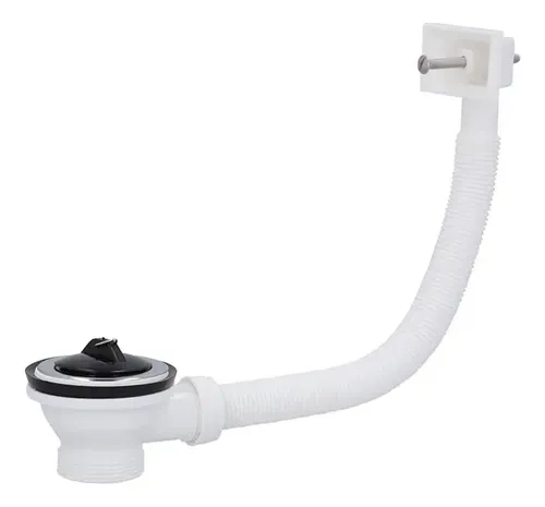 DESAGÜE LAVAPLATOS FLEXIBLE 1 1/2' CON REBALSE Y TAPON STRETTO SDL BLANCO PVC - 4