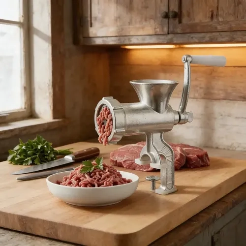 MOLEDORA MANUAL DE CARNE ALUMINIO HIERRO AL CARBONO PLATEADO