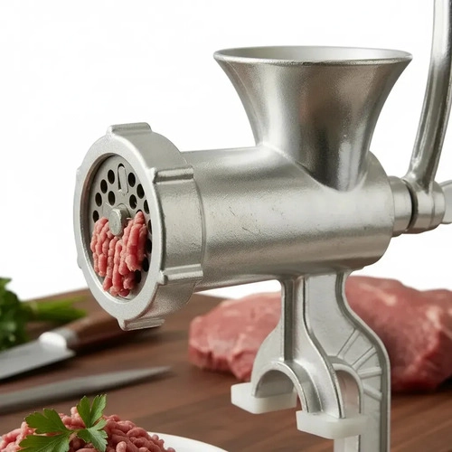 MOLEDORA MANUAL DE CARNE ALUMINIO HIERRO AL CARBONO PLATEADO - 4
