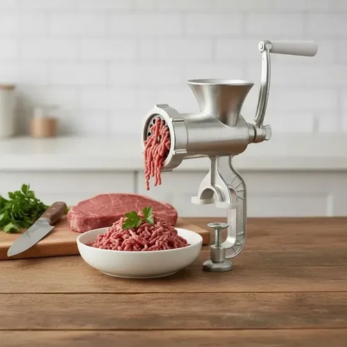 MOLEDORA MANUAL DE CARNE ALUMINIO HIERRO AL CARBONO PLATEADO - 7