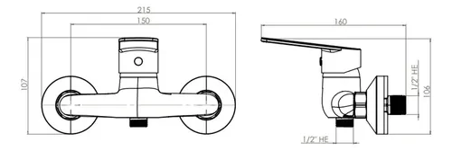LLAVE MONOMANDO DUCHA CROMADO PMB MODELO QUEENS - 4