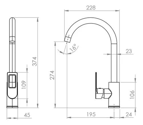 MONOMANDO LAVAPLATOS CROMADO ANZI STRETTO PARA COCINA - 10