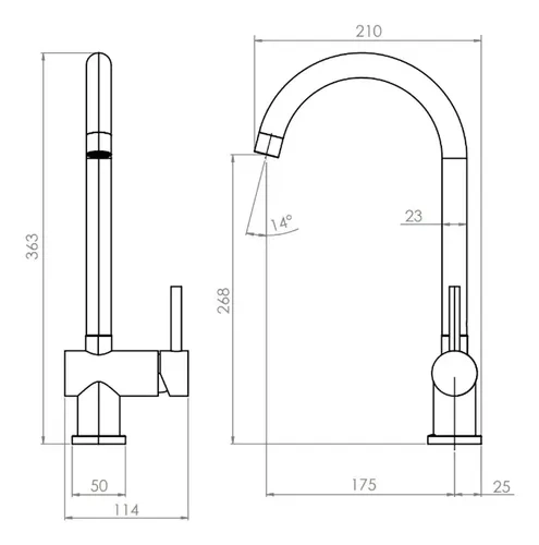 LAVAPLATOS MONOMANDO INOX SATINADO STRETTO CENTO ACERO INOXIDABLE - 6