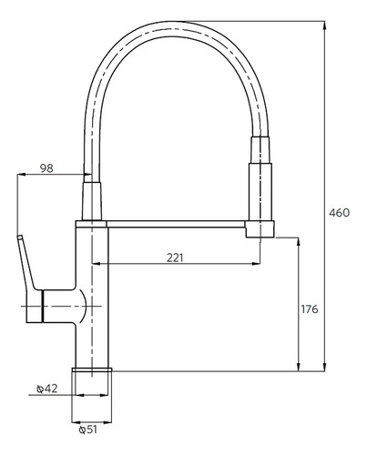 MONOMANDO LAVAPLATOS CROMADO CUELLO FLEXIBLE NEGRO MATE STRETTO EXO - 10