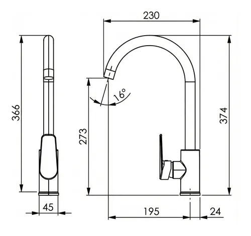 LLAVE GRIFO MONOMANDO LAVAPLATOS CROMO NASHVILLE PMB - 7