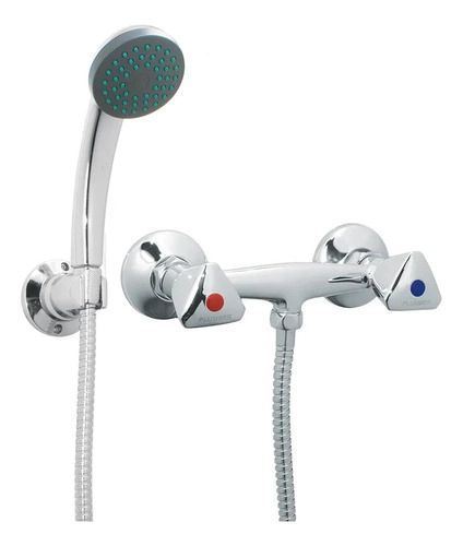COMBINACION DUCHA DOBLE COMANDO PMB MIAMI ACABADO BRILLANTE PLATEADO - 2