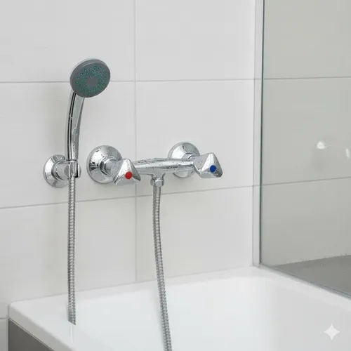 COMBINACION DUCHA DOBLE COMANDO PMB MIAMI ACABADO BRILLANTE PLATEADO - 6