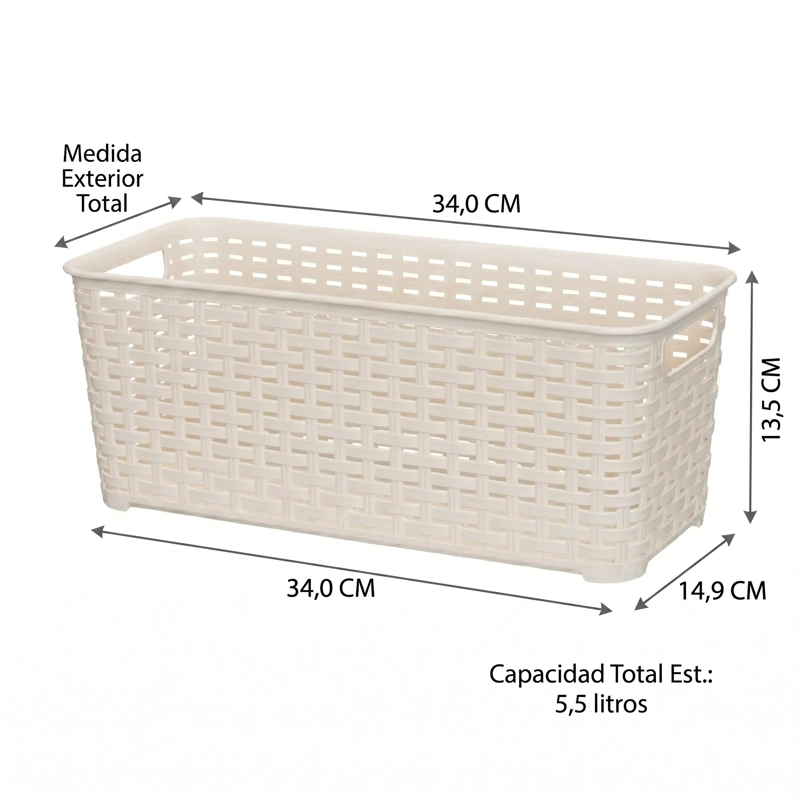 CANASTILLA ORGANIZADORA MULTIUSOS 5.5 L REYPLAST TAVARUA RESINA PLASTICA - 7