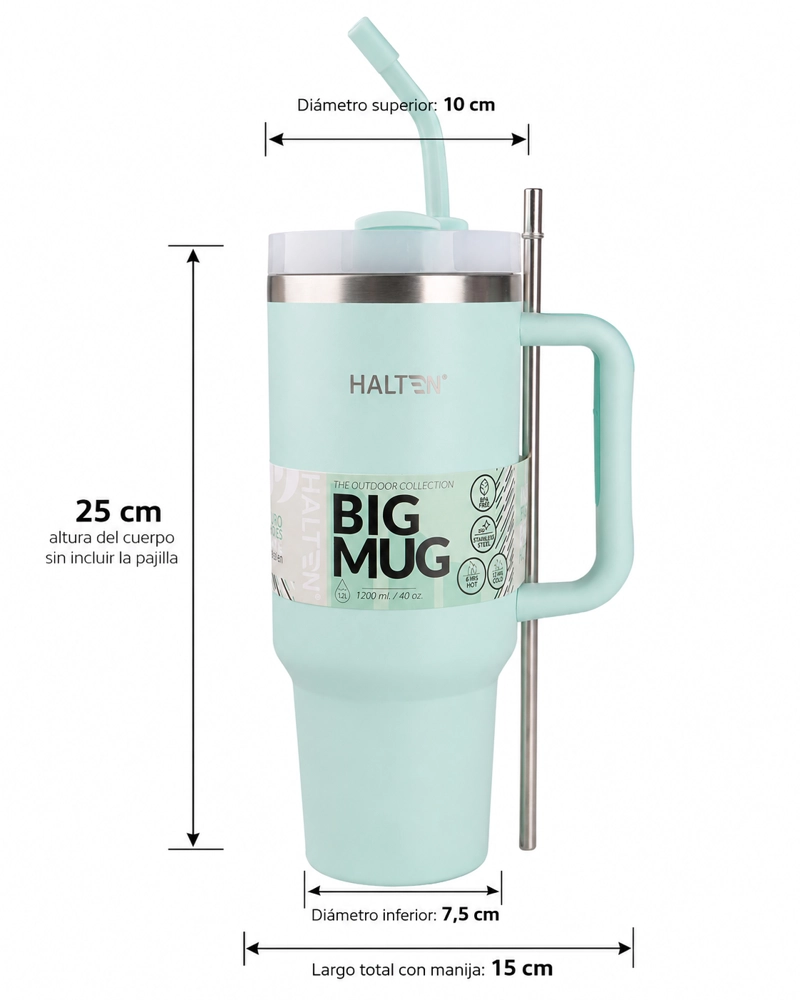 TERMO 1.2 L ACERO INOXIDABLE HALTEN BIG MUG VERDE - 8