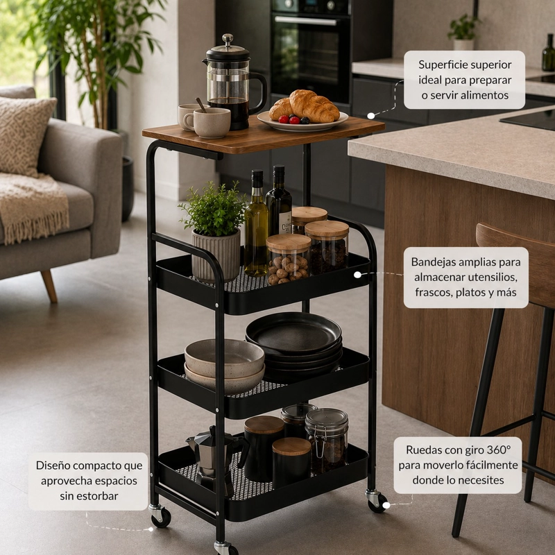 ORGANIZADOR DE COCINA FRUTERO TIPO BUFFET DE MADERA INDUSTRIAL MARCA MP STORE - 6