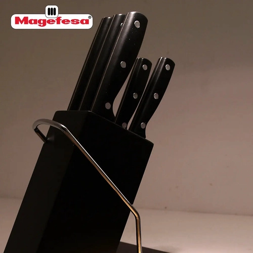 SET DE CUCHILLOS DE COCINA CON TACO DE MADERA MAGEFESA BLADE ACERO INOXIDABLE NEGRO - 2