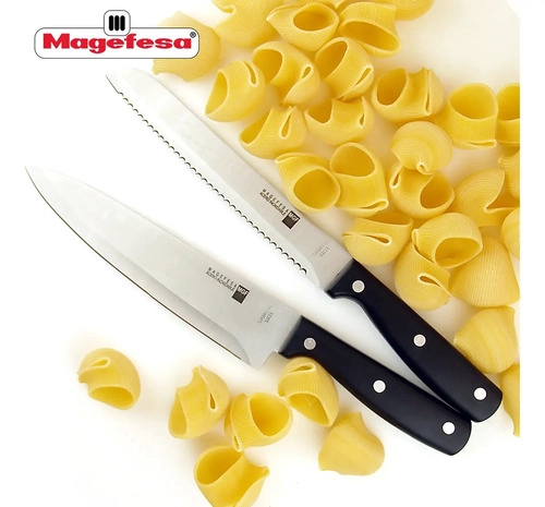 SET DE CUCHILLOS DE COCINA CON TACO DE MADERA MAGEFESA BLADE ACERO INOXIDABLE NEGRO - 8