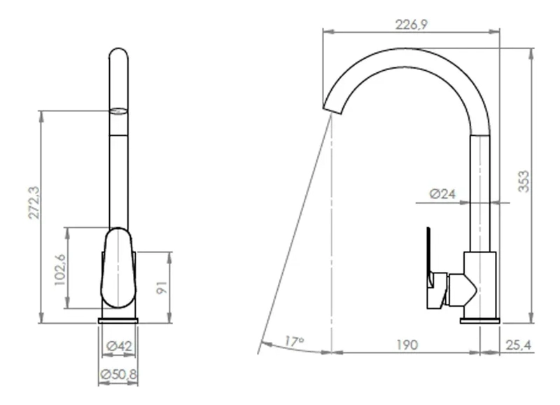 MONOMANDO LLAVE GRIFO DE ACERO INOXIDABLEPARA PARA LAVAPLATOS MODELO VERMONT MARCA PMB - 7