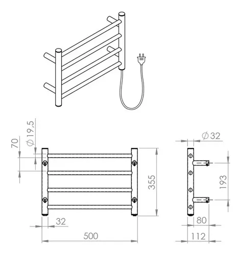 TOALLERO ELE CTRICO 4 NIVELES STRETTO CROMO ACERO INOXIDABLE - 10