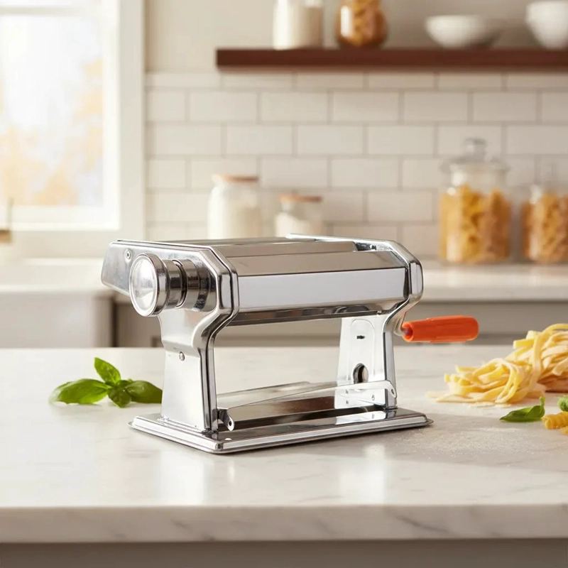 MAQUINA 3 EN 1 PARA AMASAR CORTAR PASTA TALLARINES SPAGHETT IACERO INOXIDABLE CON RODILLO AJUSTABLE - 4