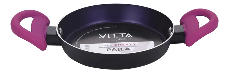 PAILA ANTIADHERENTE DE ALUMINIO 16 CM MODELO CHERRY MARCA VITTA COLOR NEGRO - 8