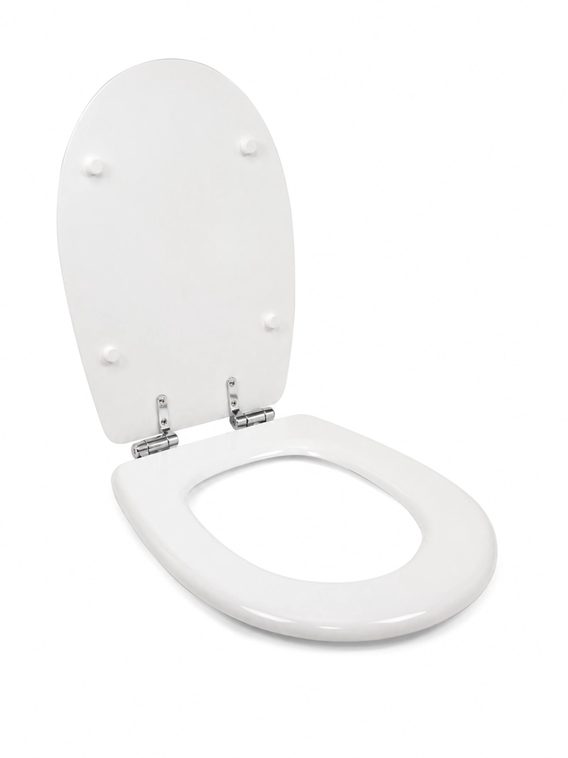 ASIENTO TAPA WC ELONGADO DE MADERA CON BISAGRAS METALICA Y CIERRE SUEVE MODELO HESSEN MARCA TAUMM - 4